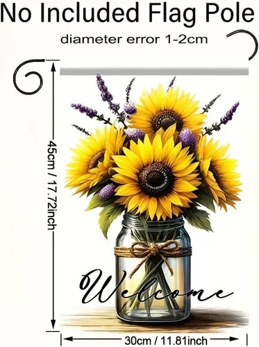 Sunflower Garden Flag Welcome Rustic Mason Jar Flower Double, 12x18 inch XXQ