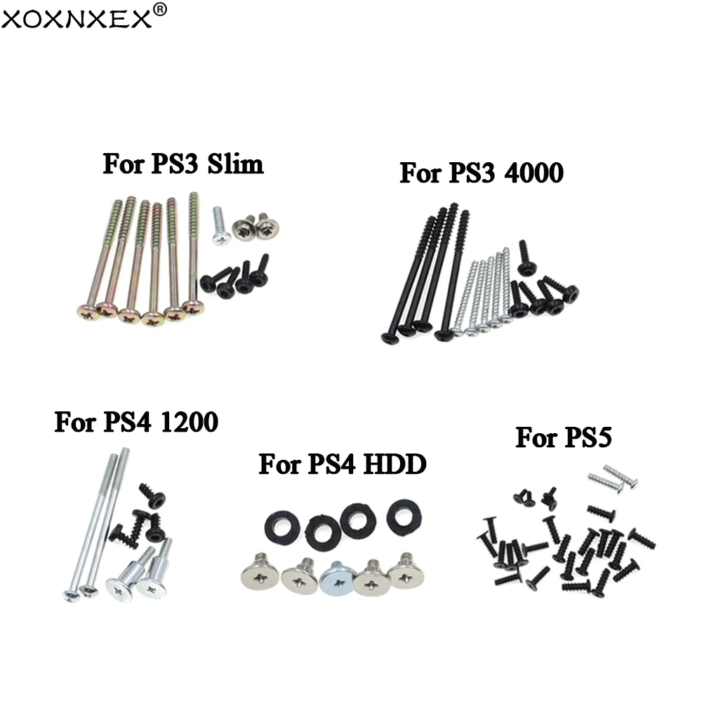 1Set Housing Shell Replacement Power Screws Set For PS3 PS4 PS5 Console Slim 1200 Power Supply Screws & HDD Screws