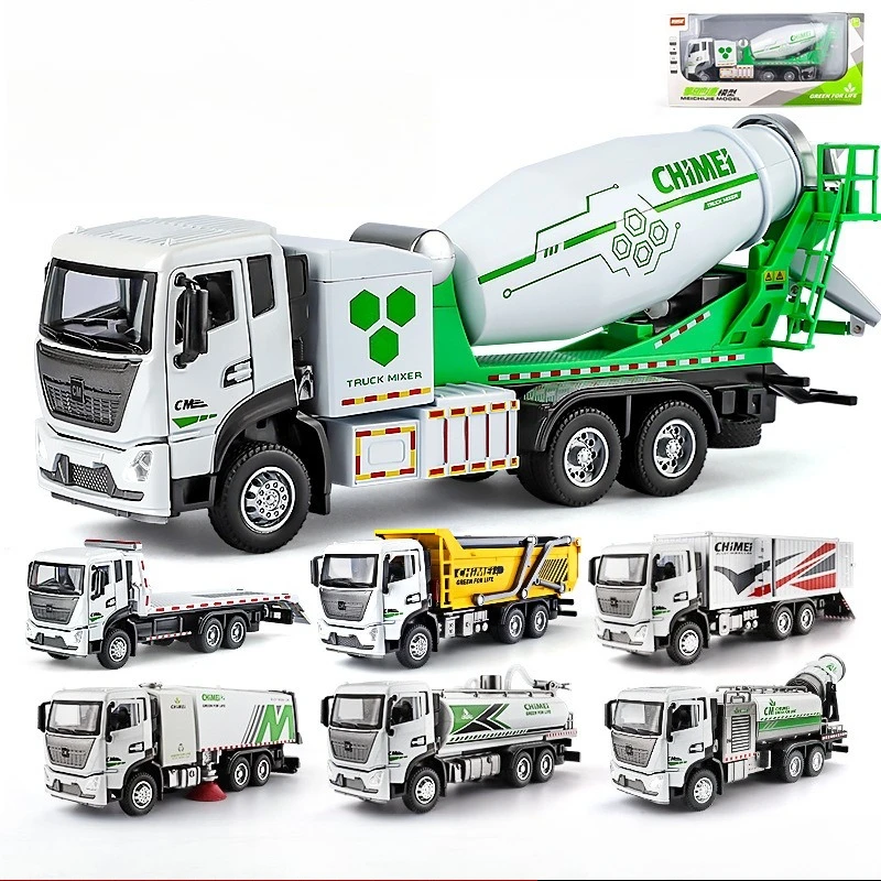 

1:32 Concrete Mixer Truck Simulation Alloy Car Construction Car Boy Gift Sound and Light Pull Back Toy Car