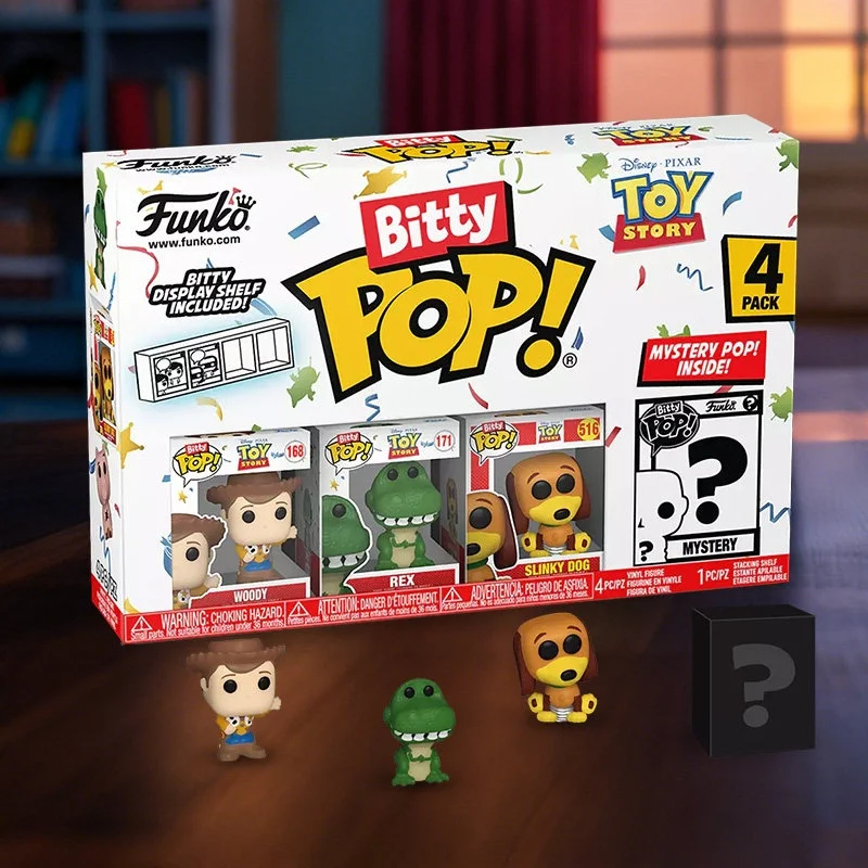 Funko Bitty Pop Toy Story Woody Rex Slinky Dog Mystery Mini Vinyl Figure 4 Pack Collectible Desktop Decoration Gift