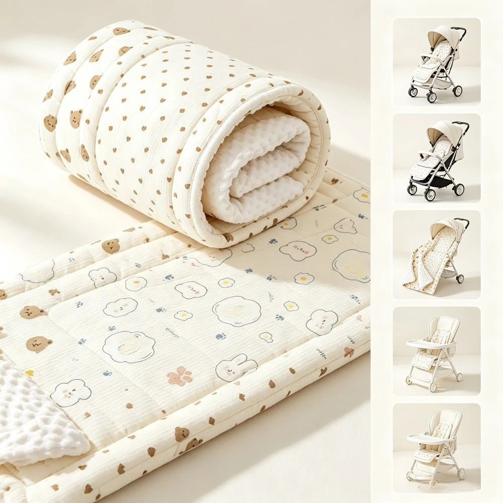 Baby Stroller Mat Thick Soft Velvet Cotton Pad Universal Pram Cushion Keep Warm Kids 75x35cm