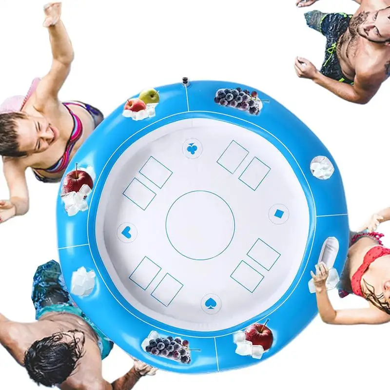 

Floating Game Table For Pool Inflating Food Drink Holders 4-6 Players Portable Pool Table With Food Drinks Holder For Backyard