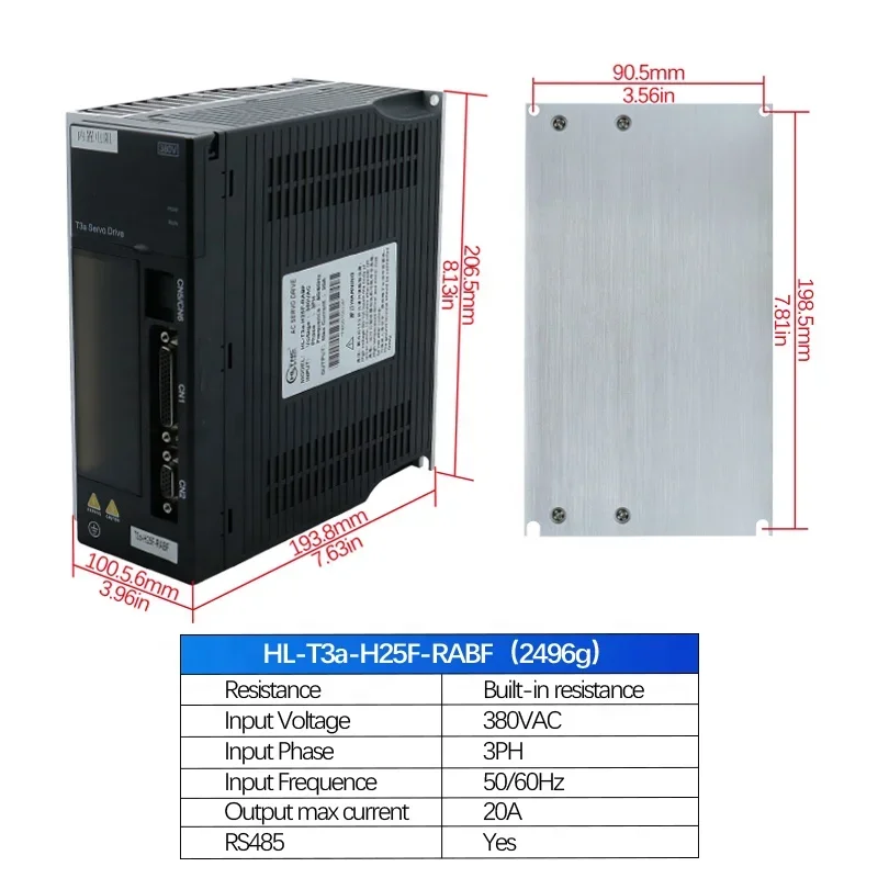 380V 2500RPM 15NM 130ST-M15025 Servo Motor 3.8KW 380 AC   with Drive RS485 T3A   