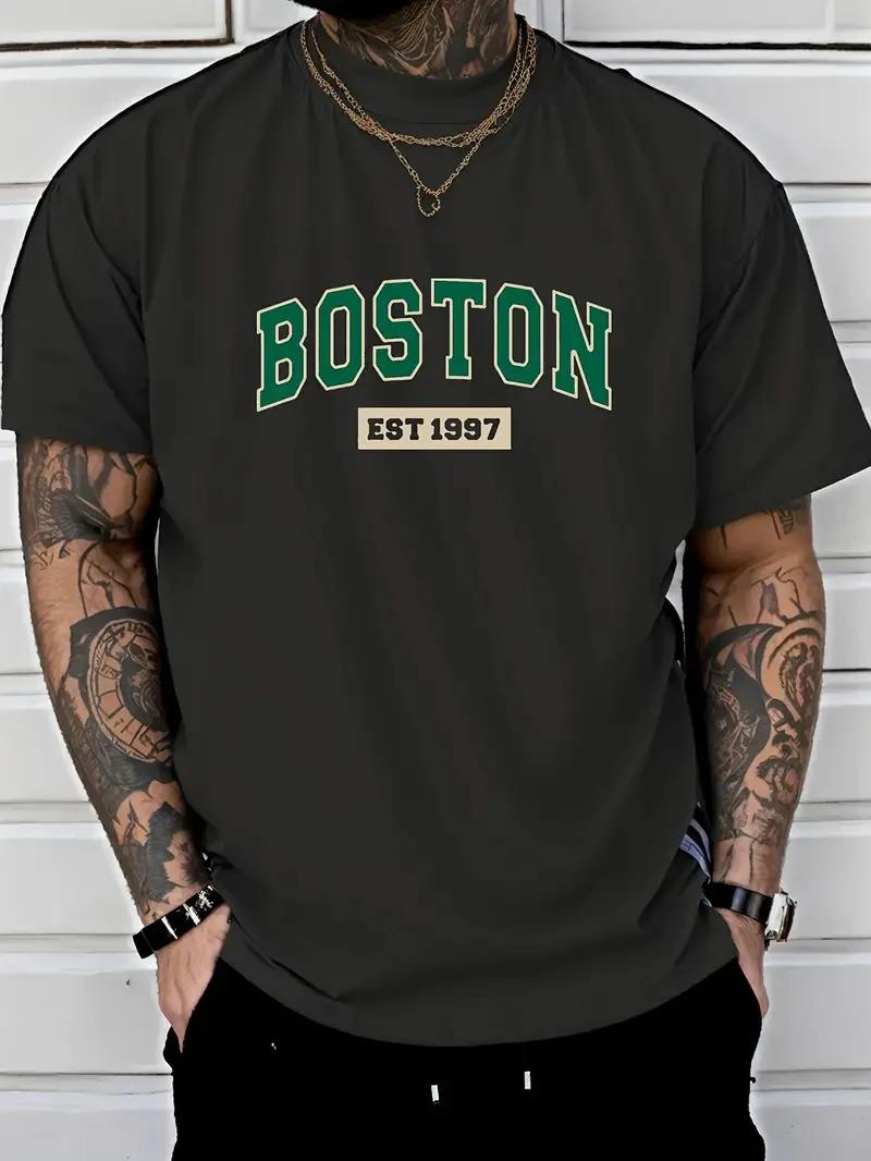 Japanese Simple and Fresh Letter Pattern Summer Short-sleeved Outdoor Casual Comfortable Breathable Men's Short-sleeved T-shirt