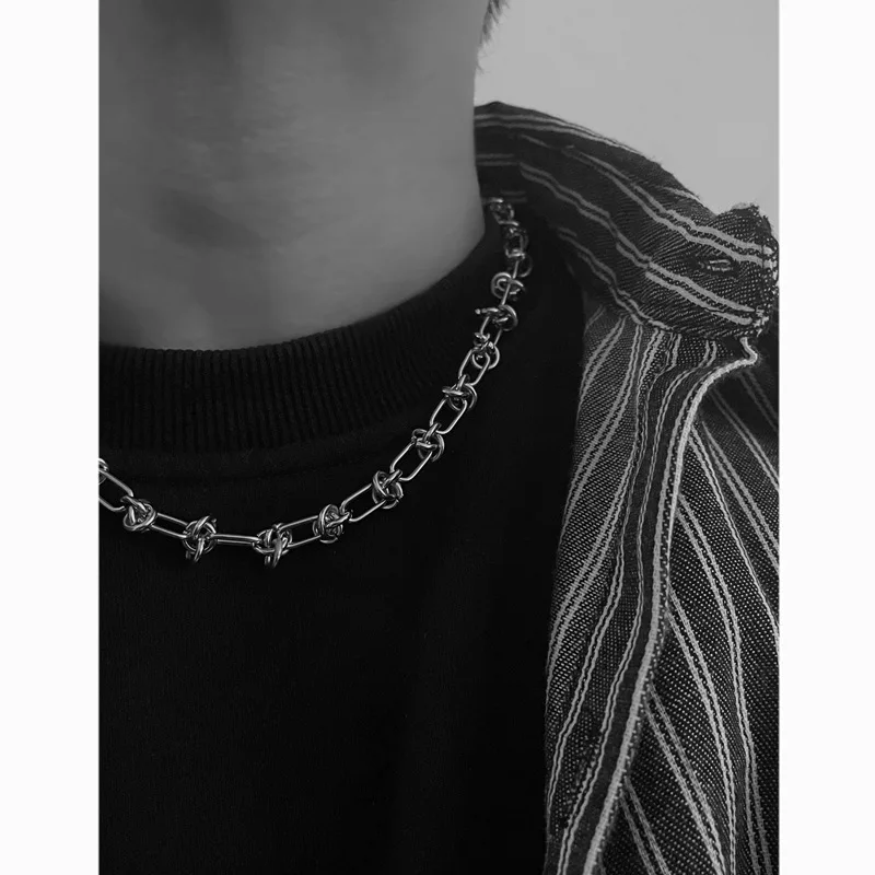 10 قطع من الفولاذ المقاوم للصدأ على شكل قلادة على طراز الشرير بتصميم عقدة بسيطة وإكسسوارات عصرية للرجال #5