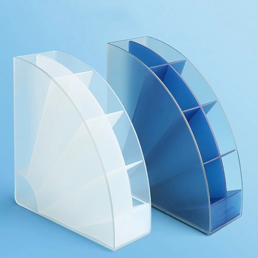 Slant Insertion 8 Grid Pen Storage Box Space Saving Sector 8 Grid Pen Holder Multi-function Storage Stationery Organizer Stand