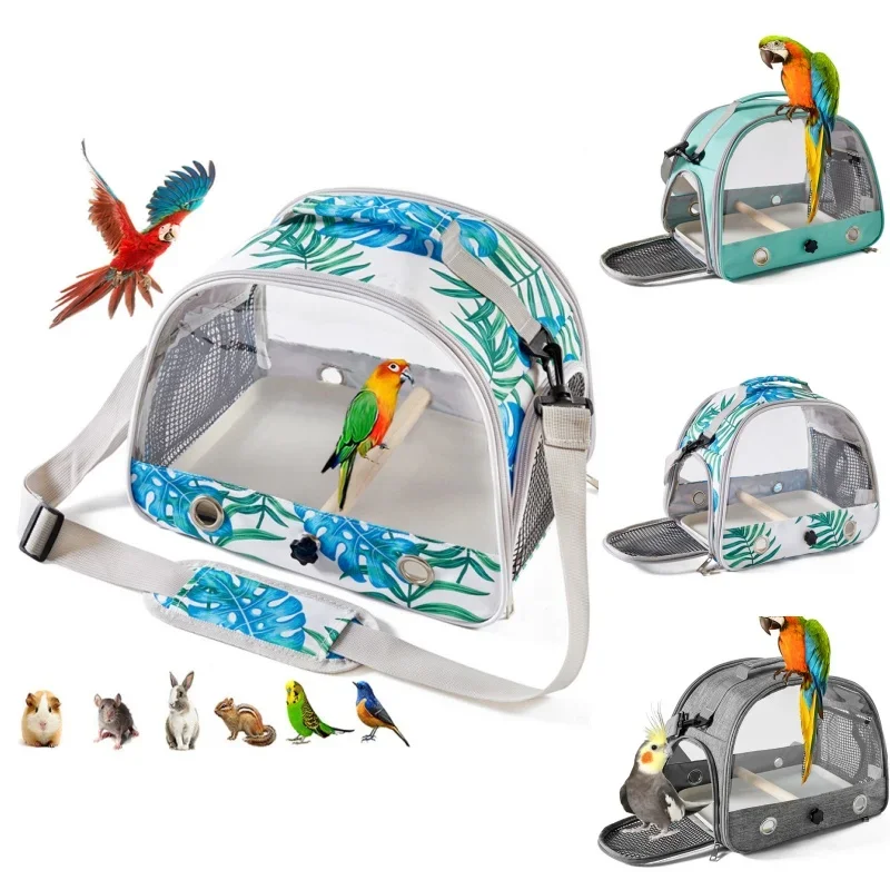 

Portable Clear Bird Parrot Transport Cage Breathable Bird Carrier Travel Bag Small Pet Access Window Collapsible Outdoor Bag