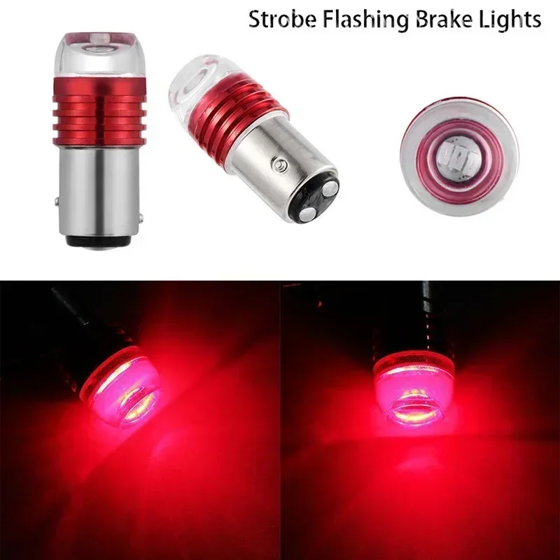 TCYATO Motorcycle Flashing Tail Brake Light, Turn Signal LED Concave Lens Indicator, Projector Light