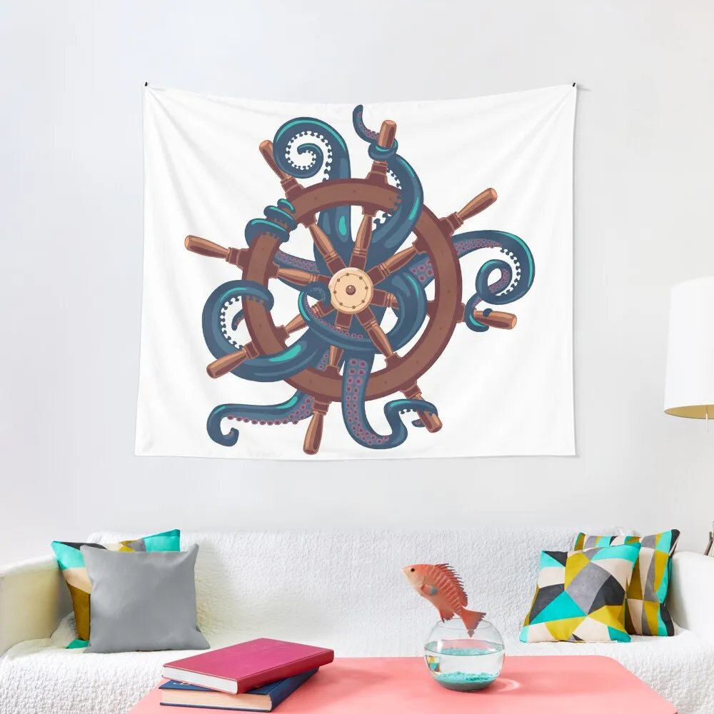 

Сaptain Octopus. Vintage print Tapestry Aesthetic Room Decoration Home And Comfort Decor Home Decorations Aesthetic Tapestry