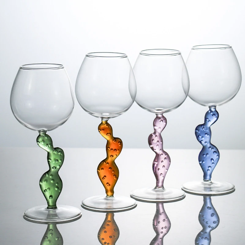 (Can Engrave Logo) 350ML Cactus-shaped Cocktail Glass, Red Wine Cups, Champagne Glass, Goblet, Party Cups, Birthday Gift