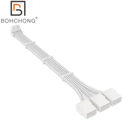 흰색 90도 12+4Pin 12VHPWR ~ 3pcs PCi-E GPU 8Pin 그래픽 비디오 카드 PCIE 5.0 3090Ti 4090 4080 PSU 어댑터 연장 케이블