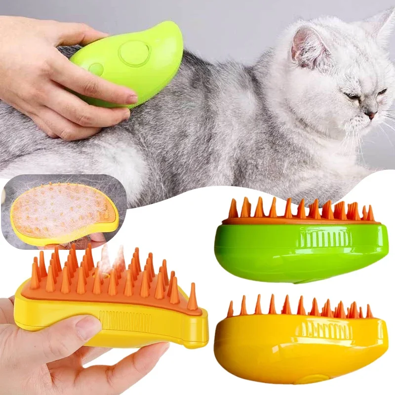 3 in 1 Cat Steam Brush  Spray Water Spray Kitten Pet Comb Soft Silicone Depilation Cat Bath Hair Brush Grooming Supplies Cat toy