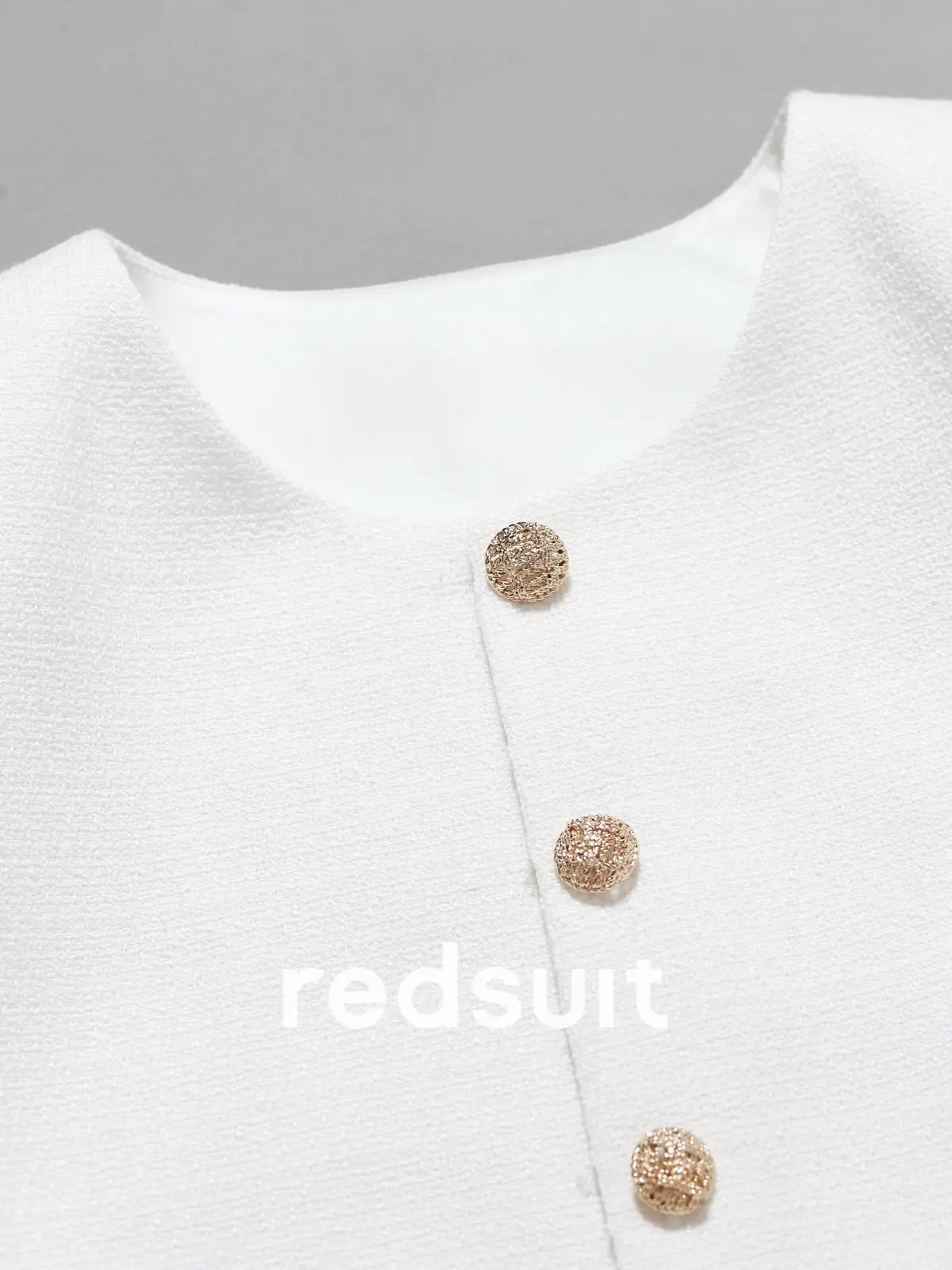 New Fashionable white light weave thin jacket with single breasted round neck top Custom Size