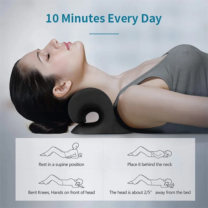 Neck and Shoulder Relaxer Cervical Traction Device for Cervical Relief and Cervical Chiropractic Pillow Neck Stretcher Massager