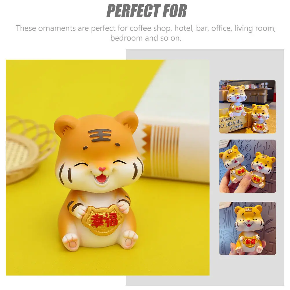 1Pcs Premium Resin Tiger Car Ornament Cute Fashionable Desktop Decor for Home Office Coffee Shop Bar Living Room Photography view 4
