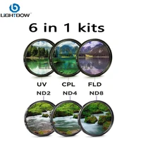 Filtro de lente de cámara Lightdow 6 en 1 Kits UV + CPL + FLD + ND 2 4 8 49mm 52 55 58 62 67 72 77 82mm Kit para lente de cámara Cannon Nikon