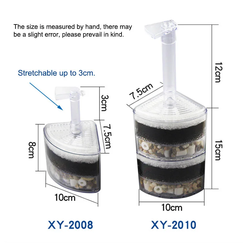 Reusable Biochemical Fish Tank Aquarium Corner Air Bubble Filter Fish Tank Air Driven Bio Sponge Stone Filter Multi-layer