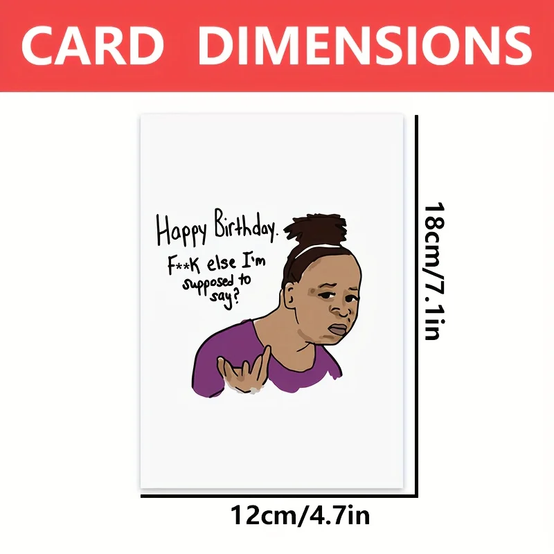 1 pc funny birthday card with interesting girl patterns, creative greeting card, suitable as a unique gift for besties, friends.