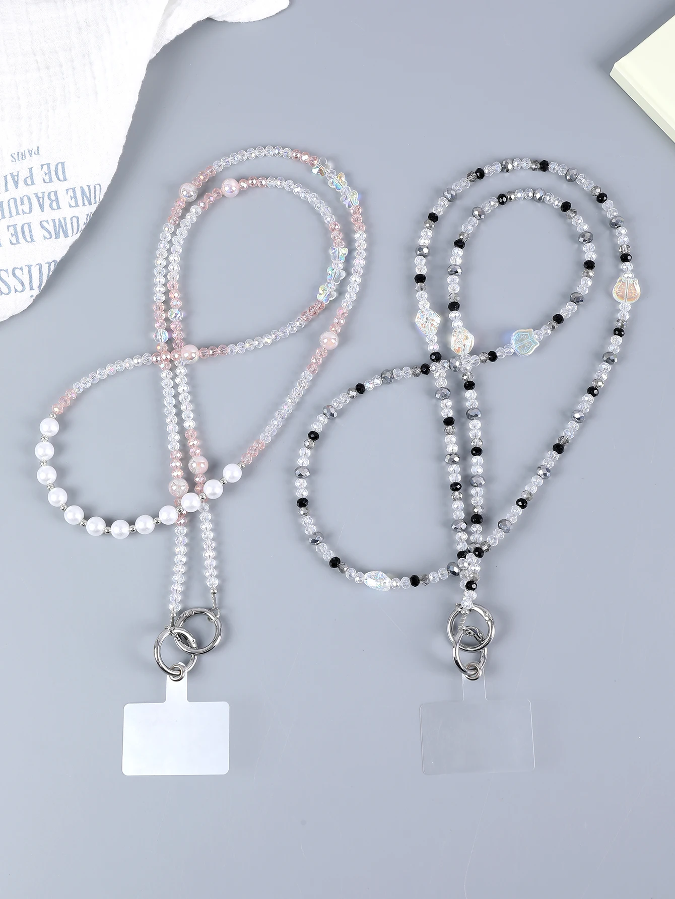 

Multi Colored Fashionable Glass Bead Long Mobile Phone Hanging Rope Versatile Plated Butterfly Crossbody Chain Pendant With Card