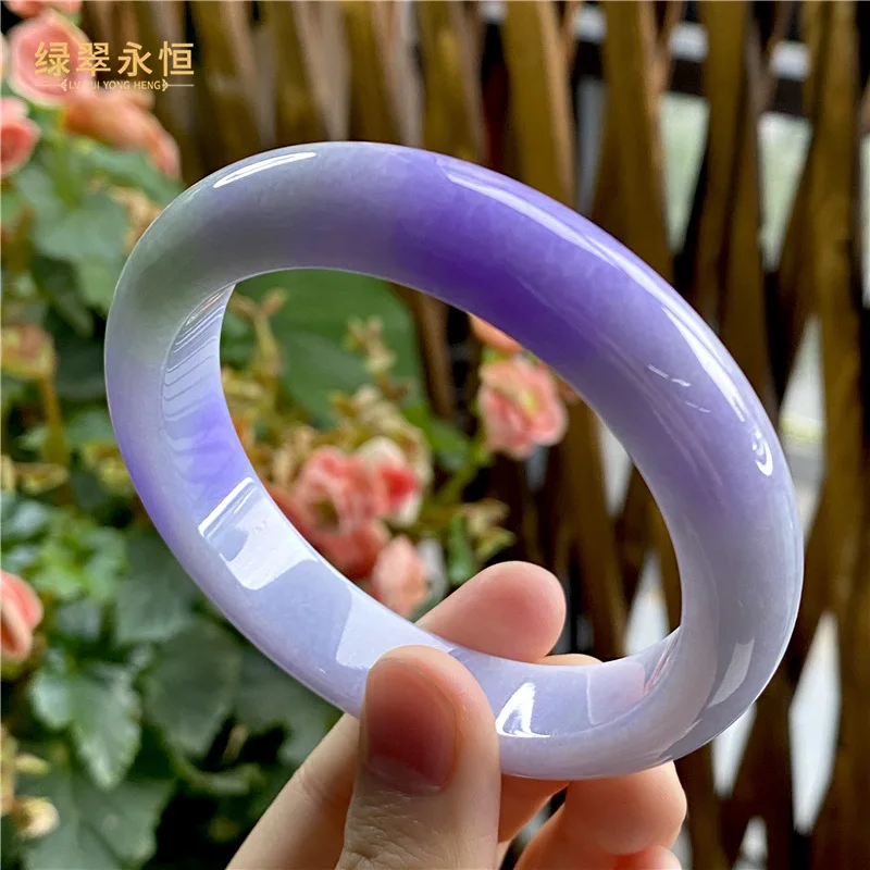 Natural Burmese Old Mine , Fine and Smooth Violet Round Women's Jadeite Bracelet, Fashionable