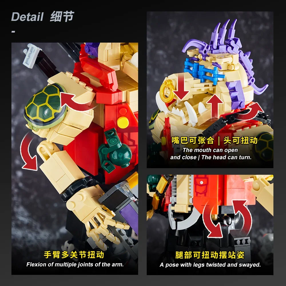 DK2030 Bizhibo Modelo de bloco de construção de homem com cara de porco, rinoceronte Ninja, tartaruga, estatueta de Mecha cibernética