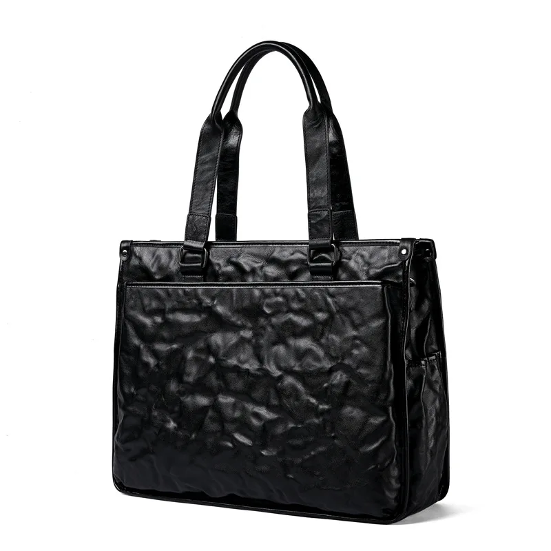 Top Layer Cowhide New Men's Handbag Large Capacity High-end Genuine Leather Tote Luxury Bag Briefcase Dropshipping Brief Case