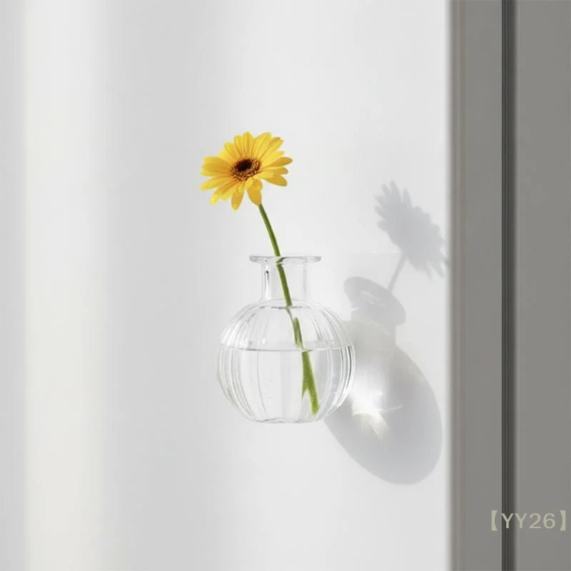【YY26】5-Pack Mini Clear Glass Vase Set – Embossed Textured Small Flower Vessels for Home Office Desk
