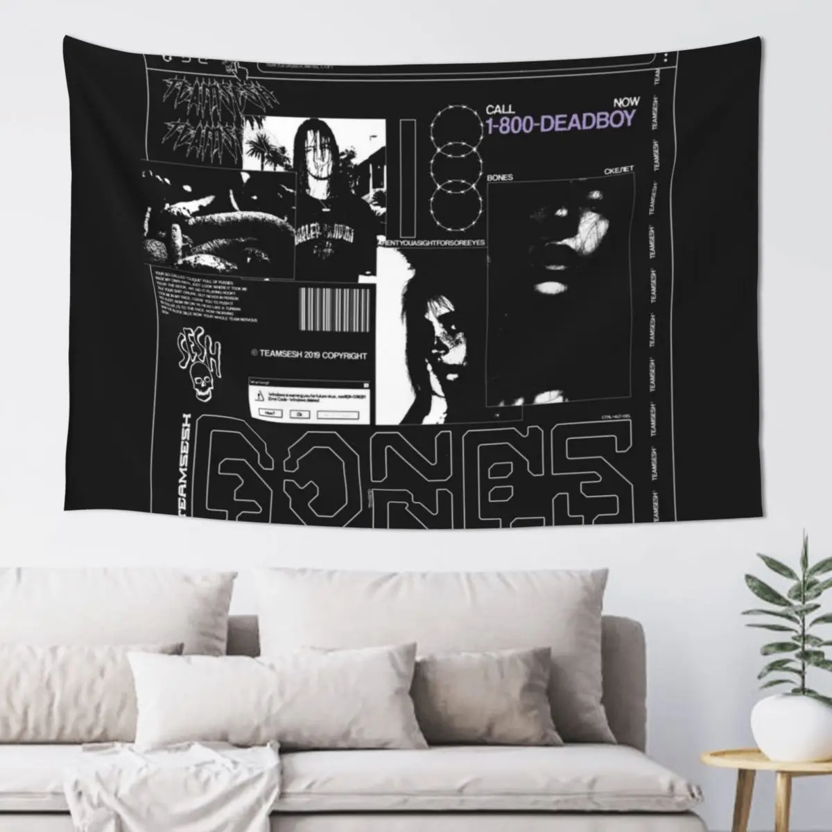 

1-800-DEADBOY BONES ART Tapestry Decorations For Room Decor For Room Carpet Wall Tapestry