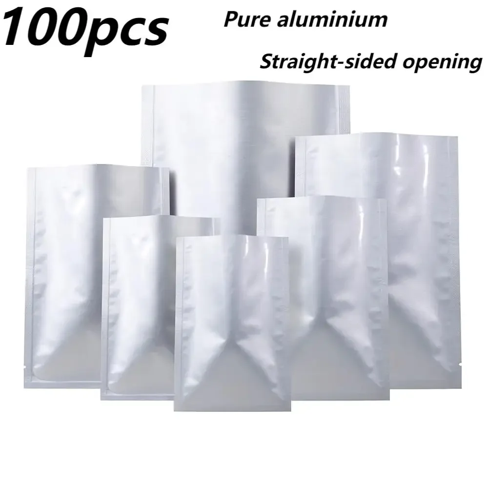 100 pièces auto-scellant joint chaud plat pur feuille d'aluminium résistant à l'humidité sac d'étanchéité thé café grain bonbons maison emballage sac