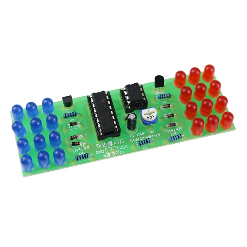 Electronic Flashing Lights Soldering Practice Board LED NE555 CD4017 IC LED Electronic Lights Kits  Blue Dual-Color