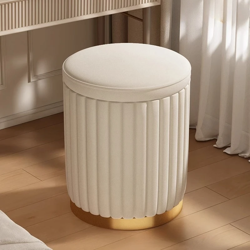 

Minimalist shoe change stool household foot pedal leather pier makeup stool small round sedia da scrivania living room furniture