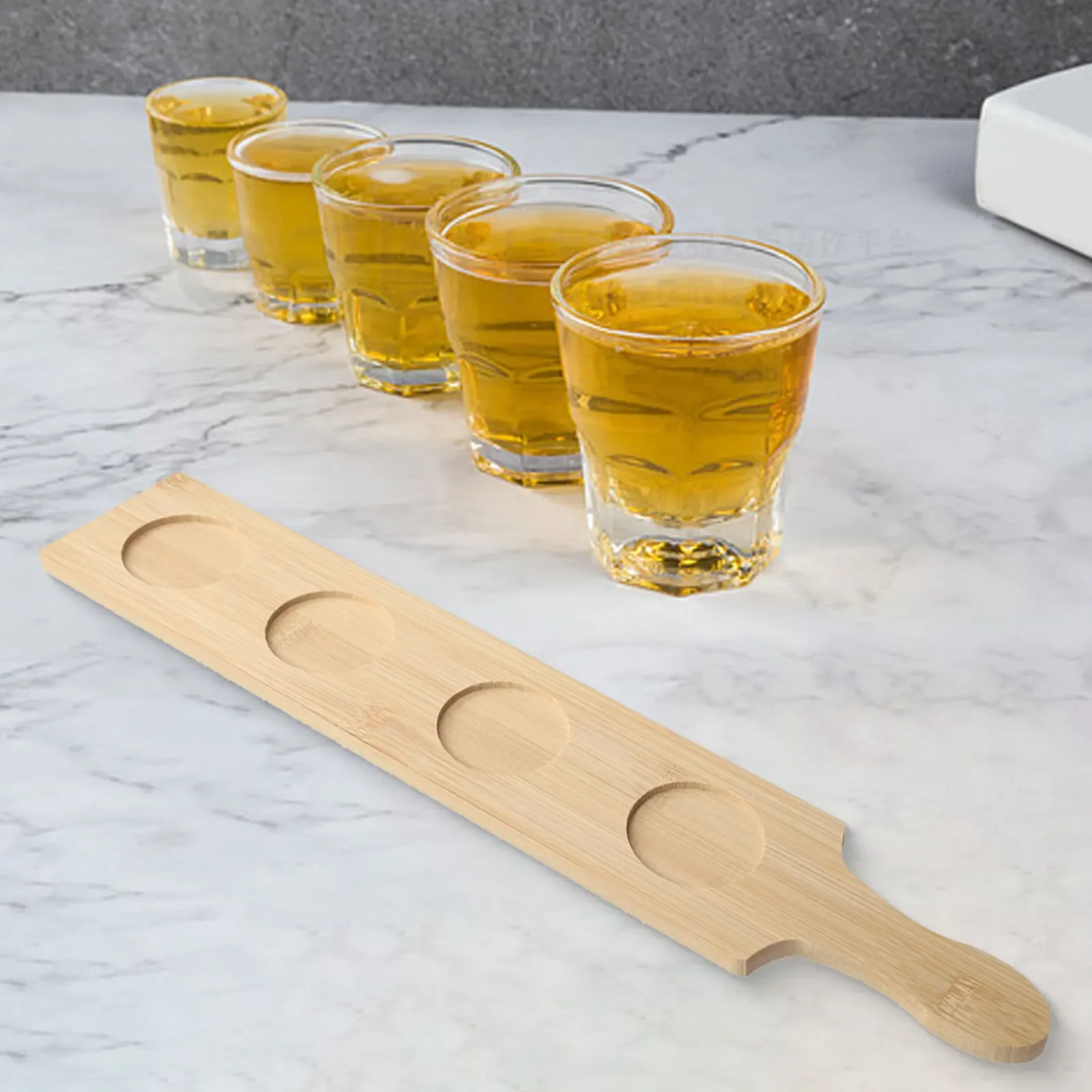 Eco Friendly Wooden Tray with Porous Design for Small Wine Glasses Tea Cups and Beer Glasses in Home or Bar Settings
