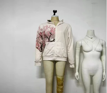 2025, modisches Kirschblüten-Design, einfaches Muster, mit Kapuze, Langarm-Set, Y2K, Retro-Straße, Harajuku, niedrige Taille, weites Bein