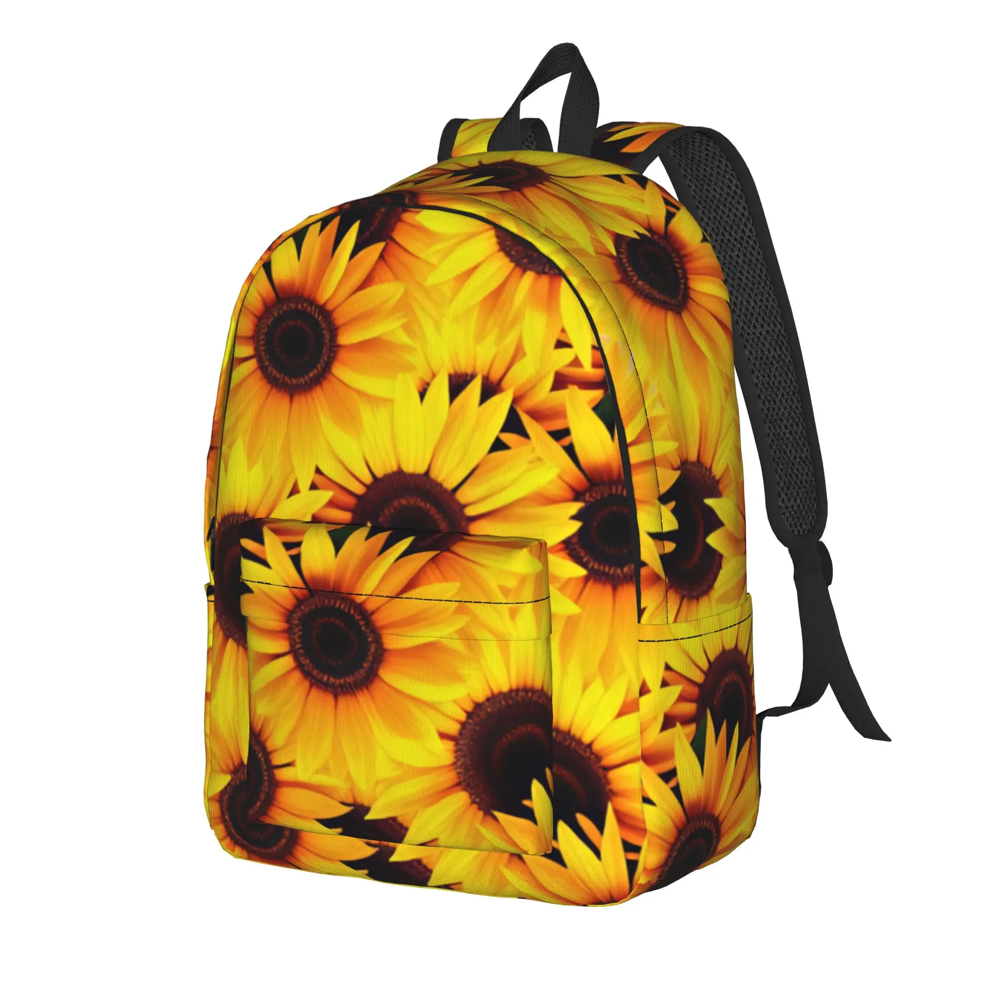 Sunflower Bloom Cluster Backpack Male  Durable Backpacks Polyester Aesthetic High School Bags Outdoor Custom Rucksack