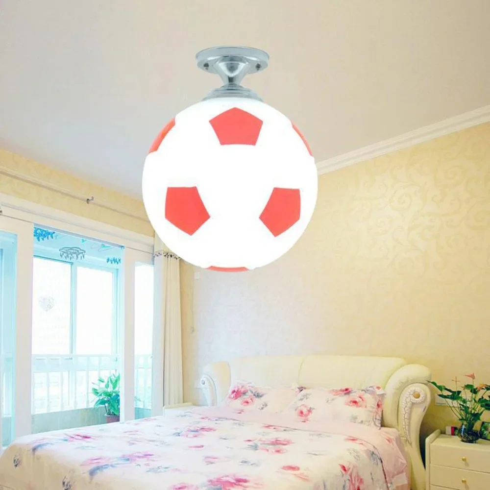 Voetbal Led Plafondverlichting 220V E27 Voetbalbar Plafondlamp Creatieve Kids Jongen Slaapkamer Decoratie Lichte Kroonluchter