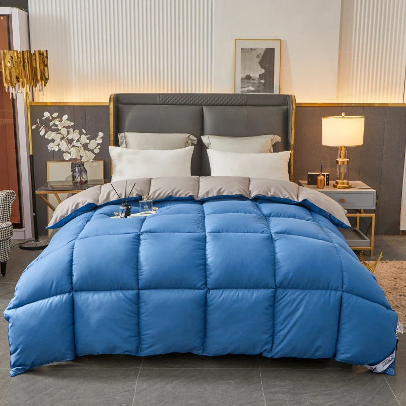 New Goose/Duck Down Cotton Quilted Duvet For Winter Autumn Blue Grey Home Hotel Single Double Comforter King Full Quilt Core