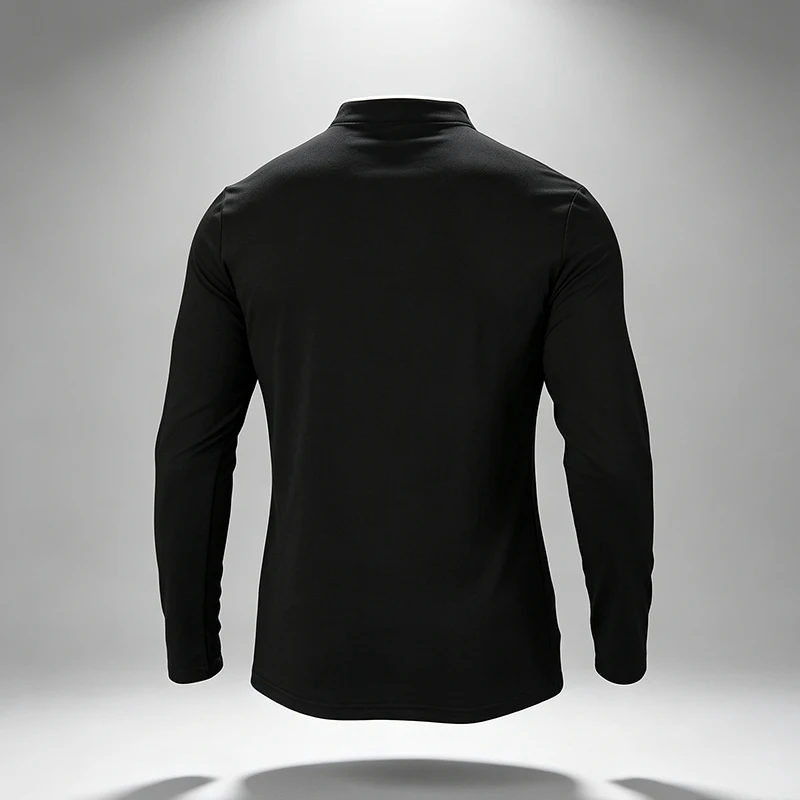 Herren Polohemden mit Stehkragen, halber Knopfleiste, langen Ärmeln, vier Knöpfen, Henley-Stretch, knitterarm, für den Alltag, Freizeitoberteile – Detail 4