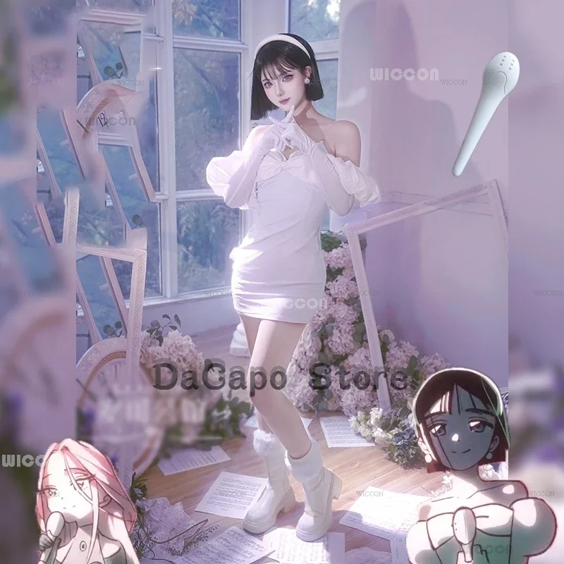 QQ8 ที่กําหนดเอง Alien Stage Sua คอสเพลย์เครื่องแต่งกายฮาโลวีน Party Roleplay ร้องเพลงเสื้อผ้าชุดราตรีสีขาวอะนิเมะชุด Mic5Lk¥