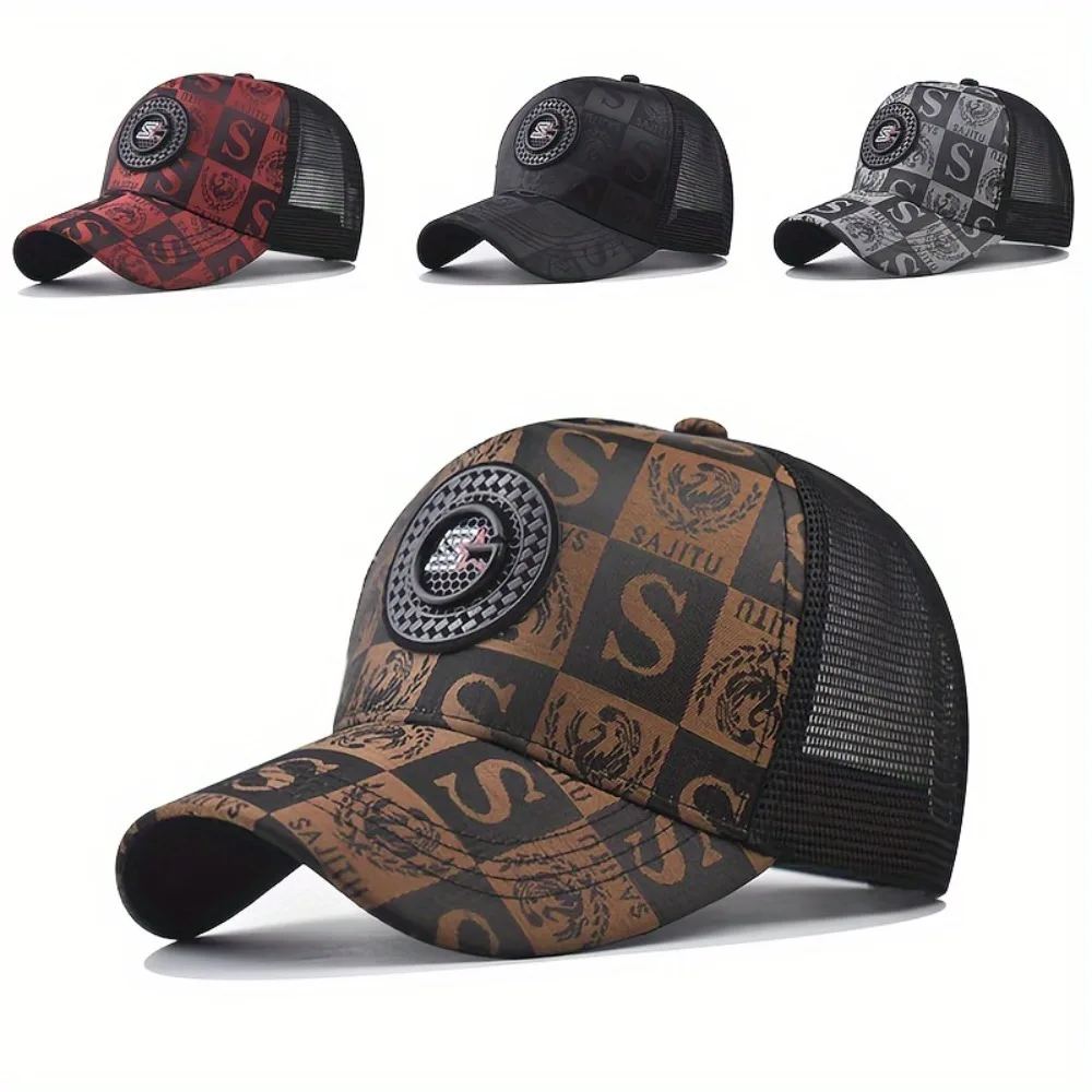 1 szt. Męska modna czapka baseballowa – oddychająca siatka, snapback, czarno-czerwona, podróżna na świeżym…