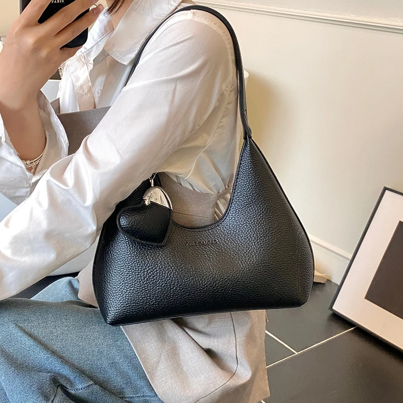 

2025 New Zipper Purses and Handbag Simple Desgin Elegant Underarm Bag Solid Color PU Leather Ladies Shoulder Bag Women Hobo Bag