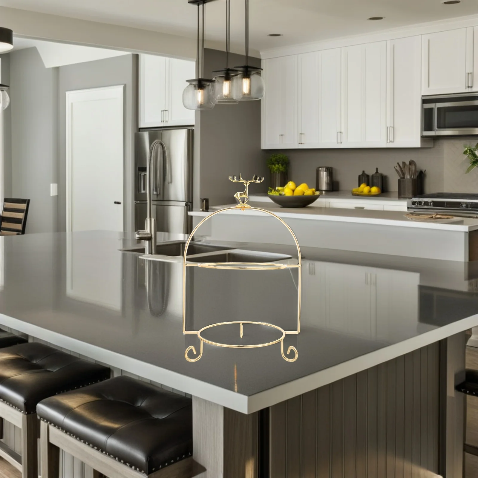 حامل كعكة حديدي ساحر مكون من طبقتين، تصميم أنيق لحفلات زفاف الشاي بعد الظهر، تخزين مدمج ومريح