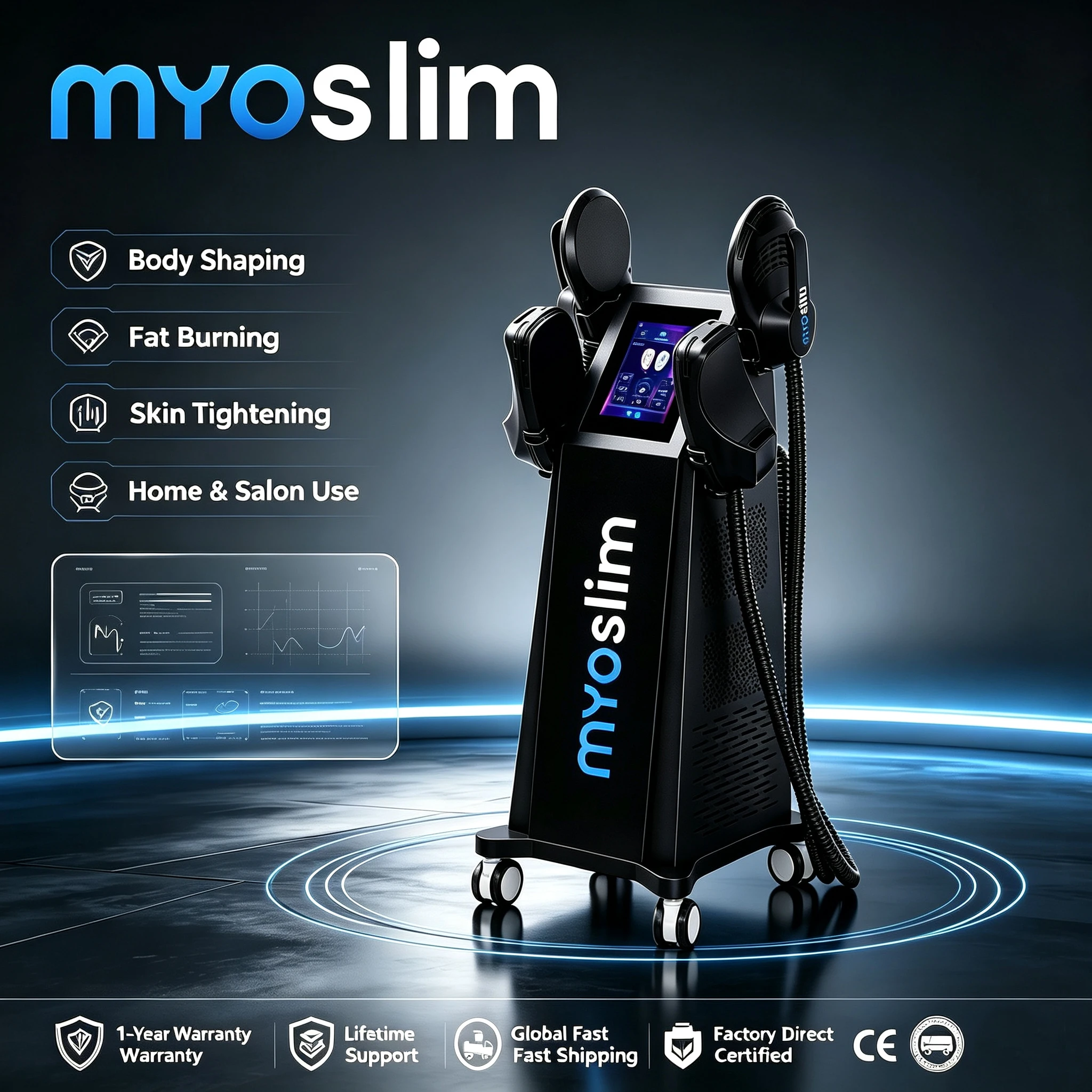 Myoslim EMS Muscle Stimulator Body Massagers 4 Handles RF Fat Burning Machine Professional Lose Weight Beauty Devices For Salon