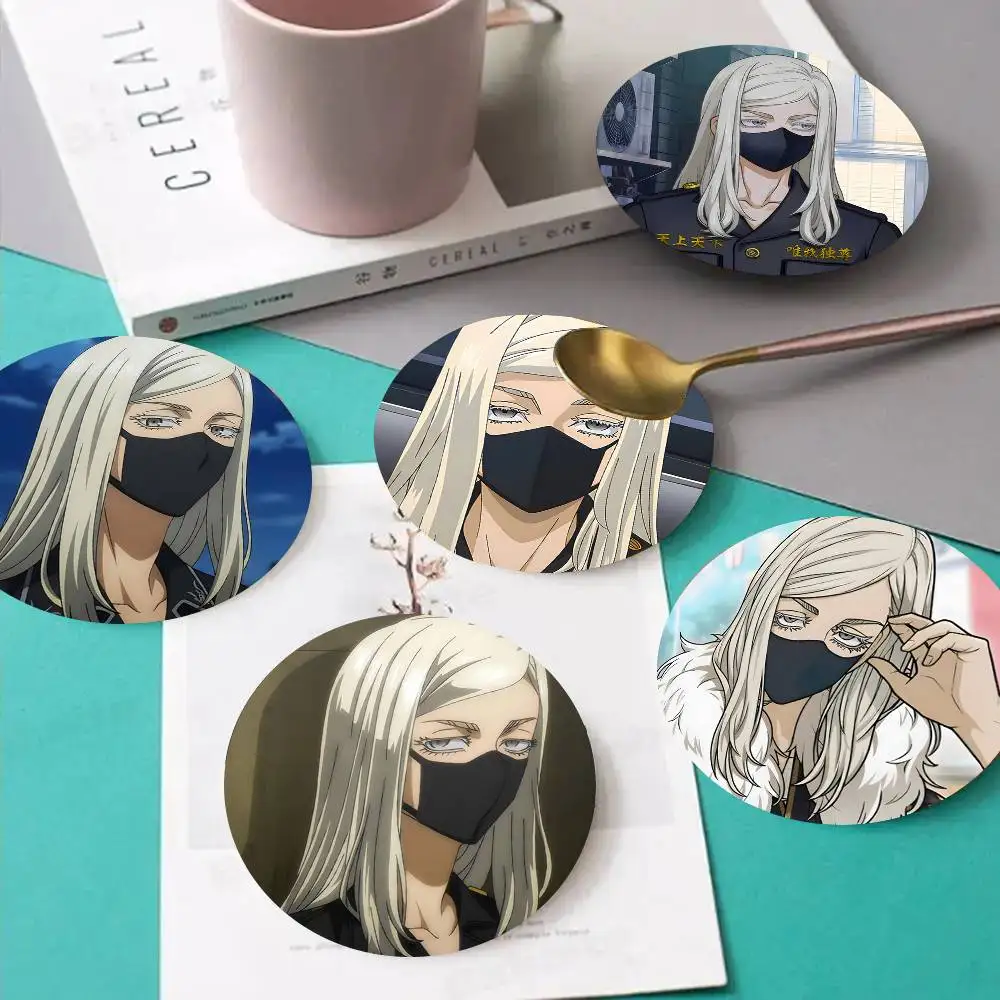 1pc Haruchiyo Sanzu Tokyo Revengers Wooden Coaster Colour Printing Cup Mat Home Desk Decoration Gifts
