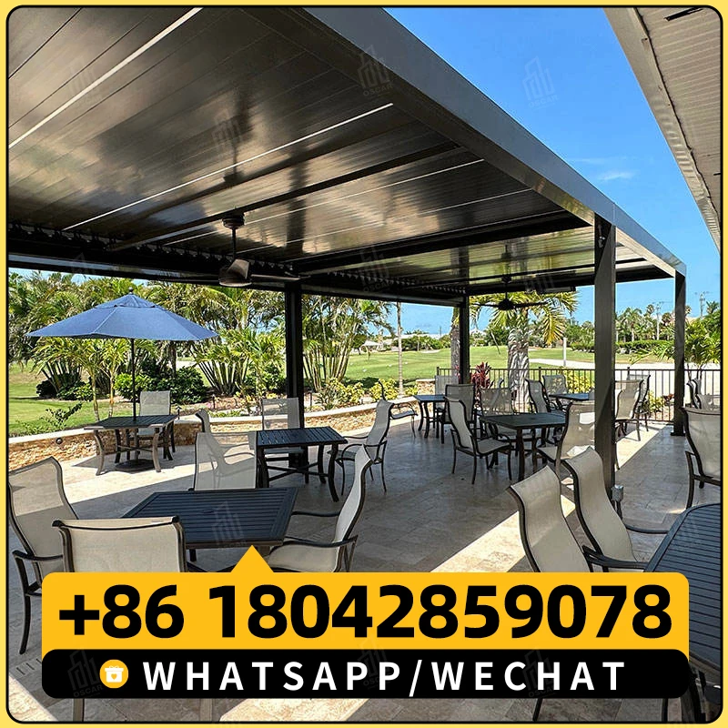 Customized design prefabricated automatic foldable pergola nordic sun rooms balcone garden exterior design aluminum veranda