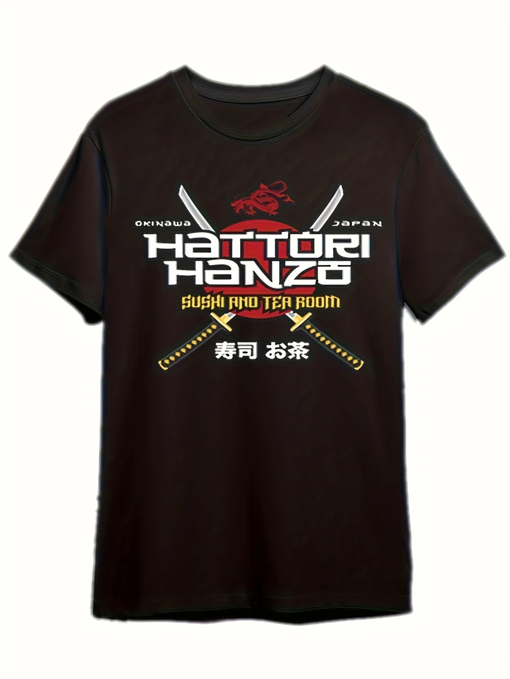 Camiseta Hattori Hanzo para Hombre, Diseño de Espadas Cruzadas con Kanji Japonés, Estilo Samurái, Impresión Completa, para Verano
