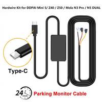 for DDPAI Car Dash Cam Wire Hardwire Cable Kit Video Recorder 12/24V To 5V3A Type-C USB Charger Line Auto Dashcam Camera