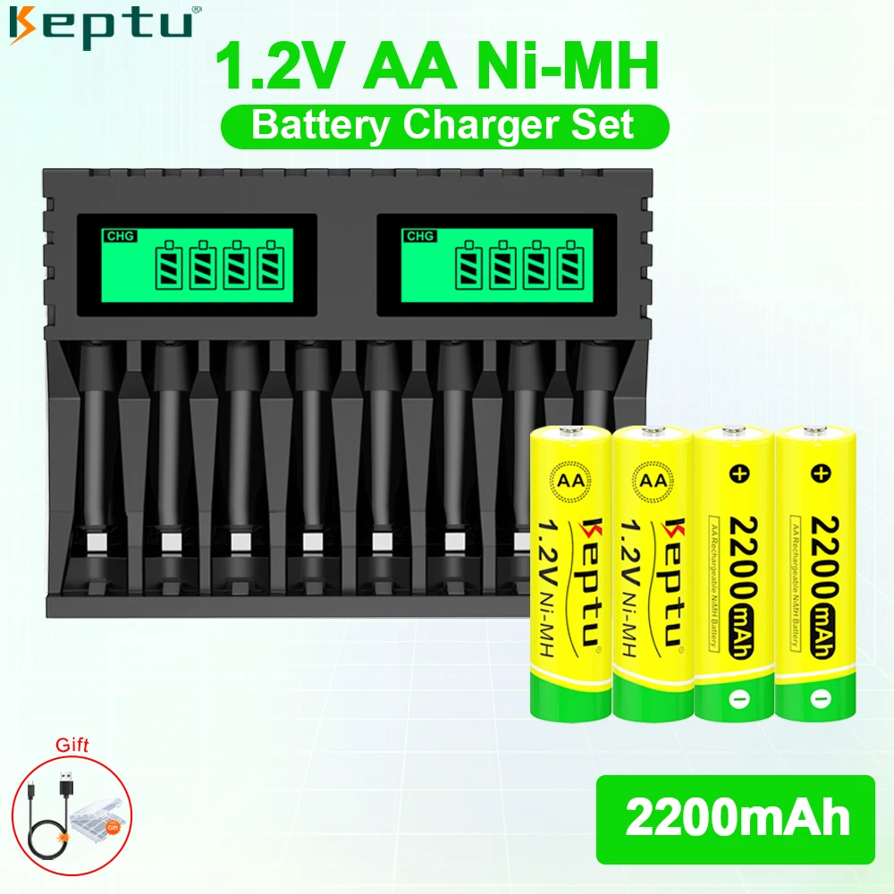 

KEPTU 8 Slots 1.2V Smart Battery Charger LCD Display for AA AAA Ni-Cd Ni-MH Rechargeable Battery Fast Charging