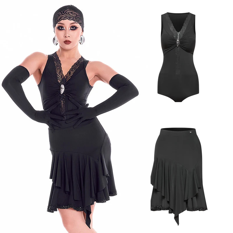 

DUYQ Salsa Latin Dance Costume For Adults Dance Performance Clothing Women'S Chacha Latin Dance Competition Suits SL15662