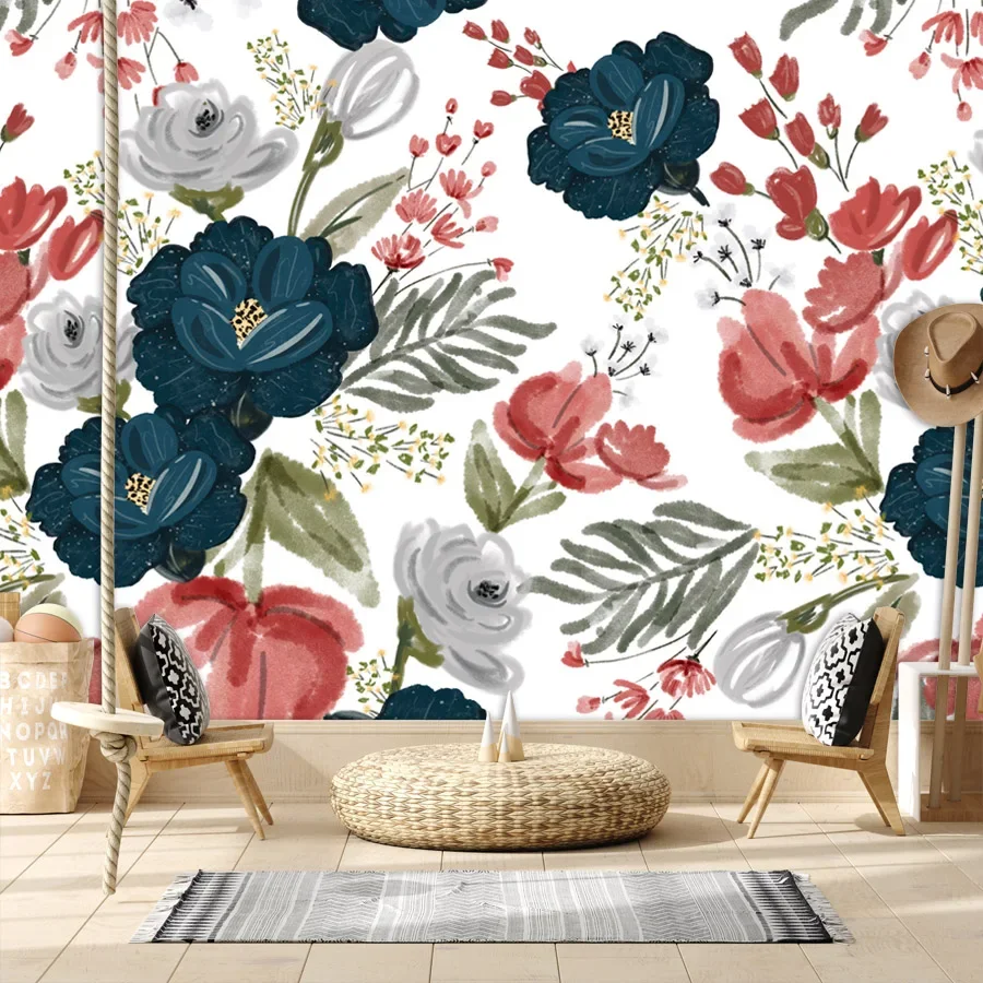 Wall Papers Home Decor Peel and Stick Wallpaper Contact Paper Wallpapers for Living Room Bedroom Walls Blue Rose Bed Girls Mural