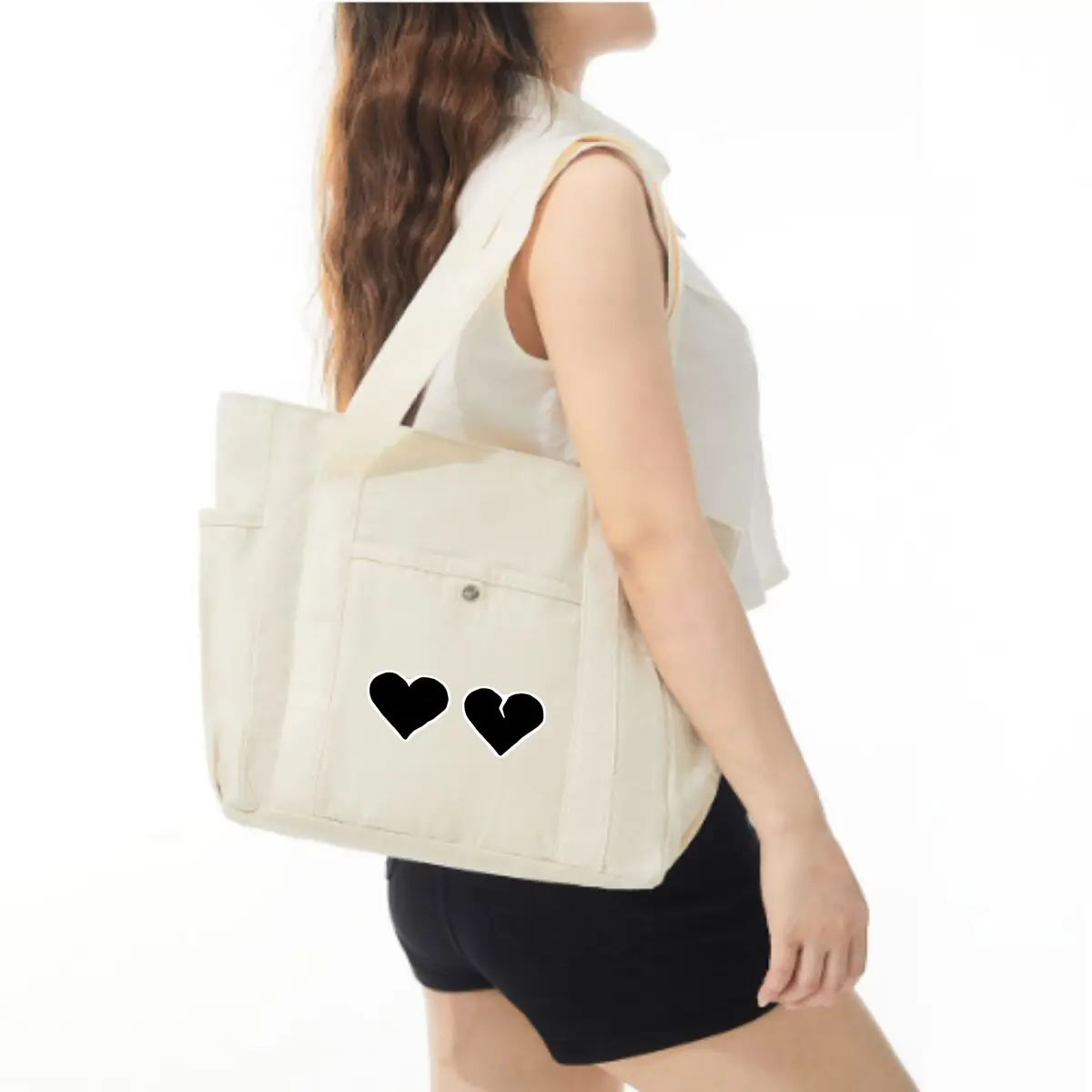 Broken Heart Silhouette High-End and Large-Capacity Tote Bag Single Shoulder Tote Bag